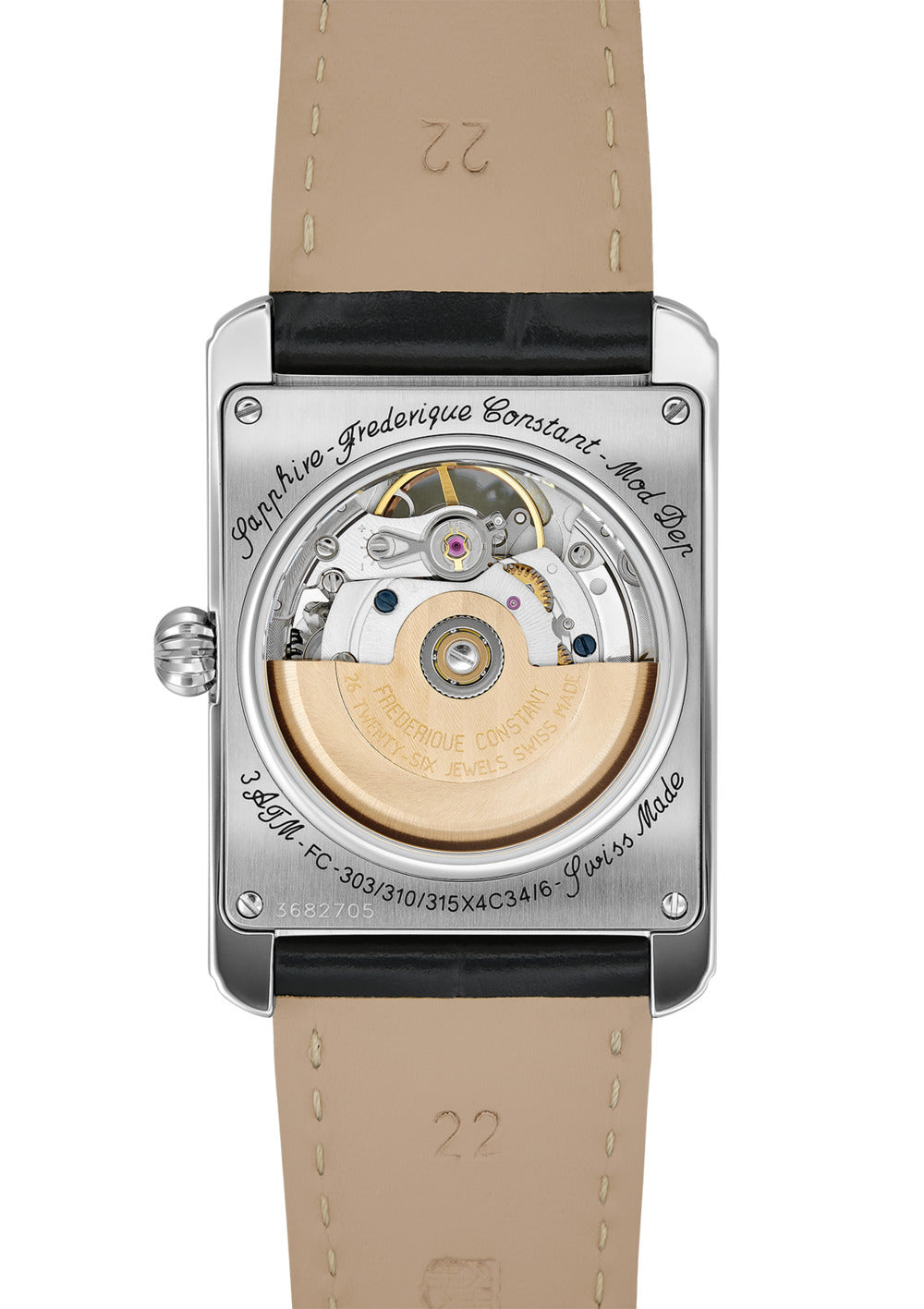 Frederique Constant FC-310MC4S36 – Automatico Swiss Made, quadrante silver, cassa rettangolare 30.4×33.3 mm