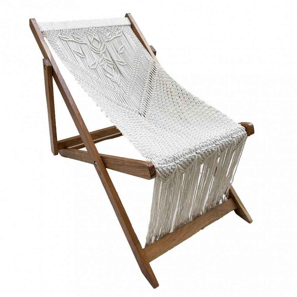 Sedia Tunisi Cotone - Marrone/Bianco, Rettangolare, 144x60x16cm