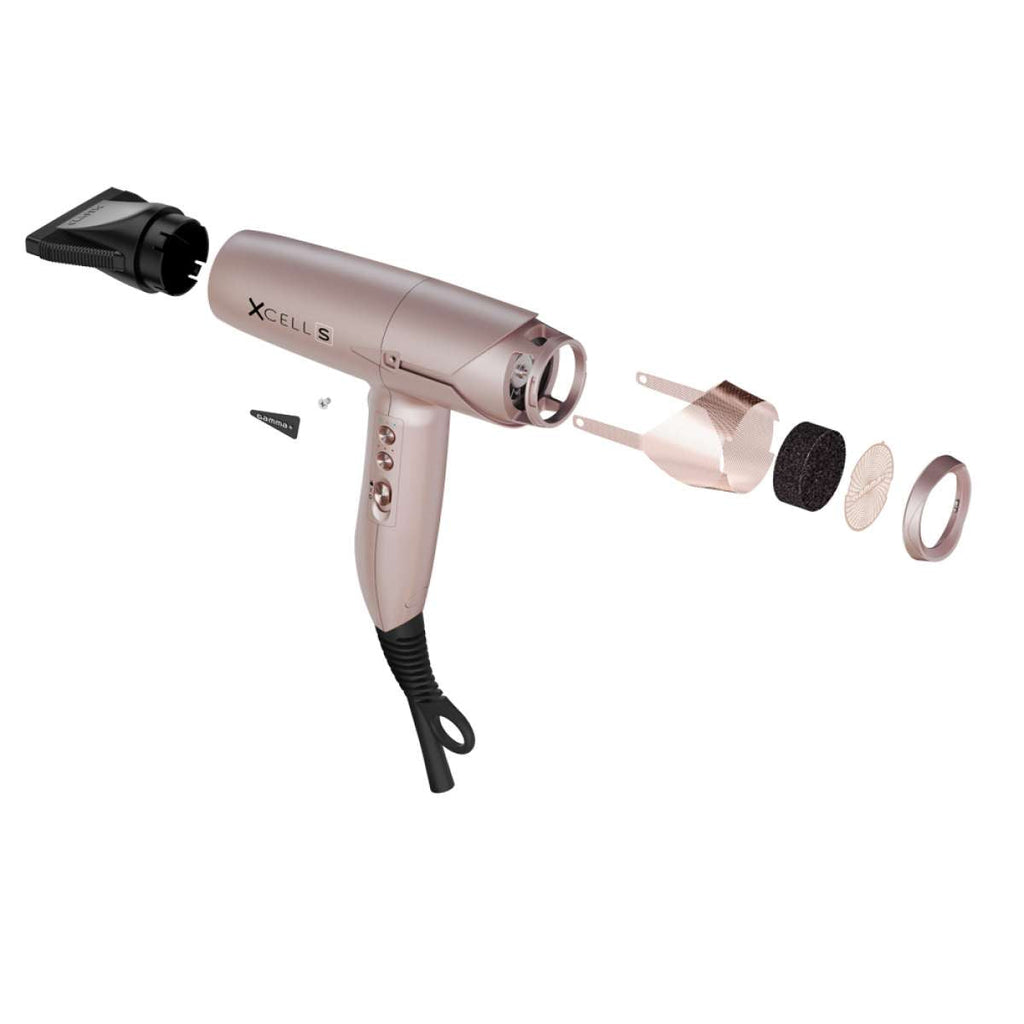 GammaPiù XCell Bactericidal Asciugacapelli Ultra Leggero Con Motore Digitale E Tecnologia Ionic 1600 W Gold Rose