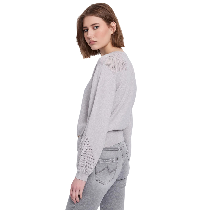 Gaudì Maglia Girocollo Lurex Donna 521BD53052 Grigio | Maglione Leggero