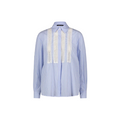 Gaudì camicia da donna manica lunga con pizzo a righe celeste bianco