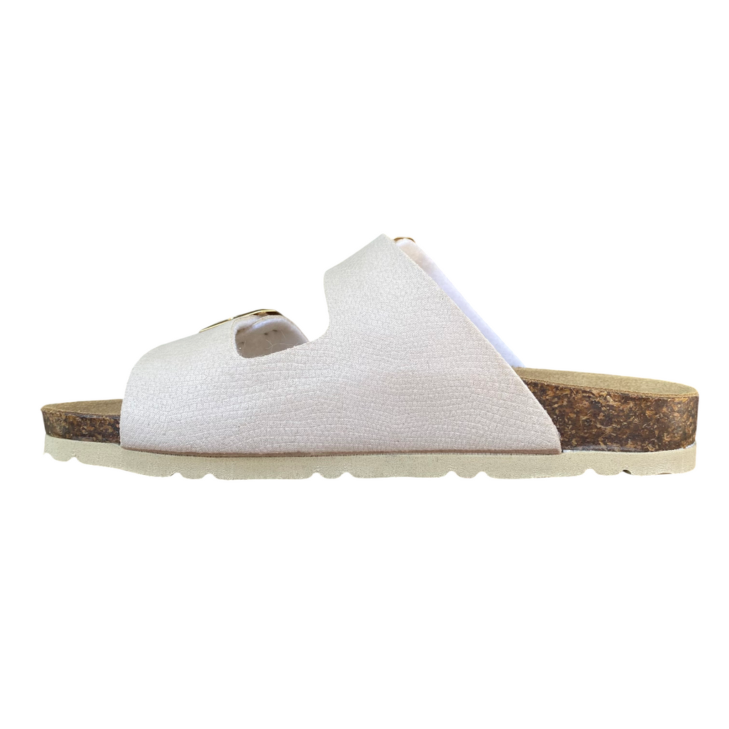 Goldstar sandalo da donna a doppia fibbia dorata GS1800QL platino
