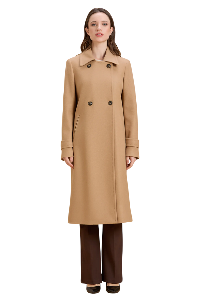 Griffai Cappotto Lungo Doppiopetto Donna DGF6073 Cammello – Eleganza Calda