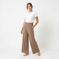 Griffai Pantalone Largo Donna Filo di Scozia Fango - DGP8062