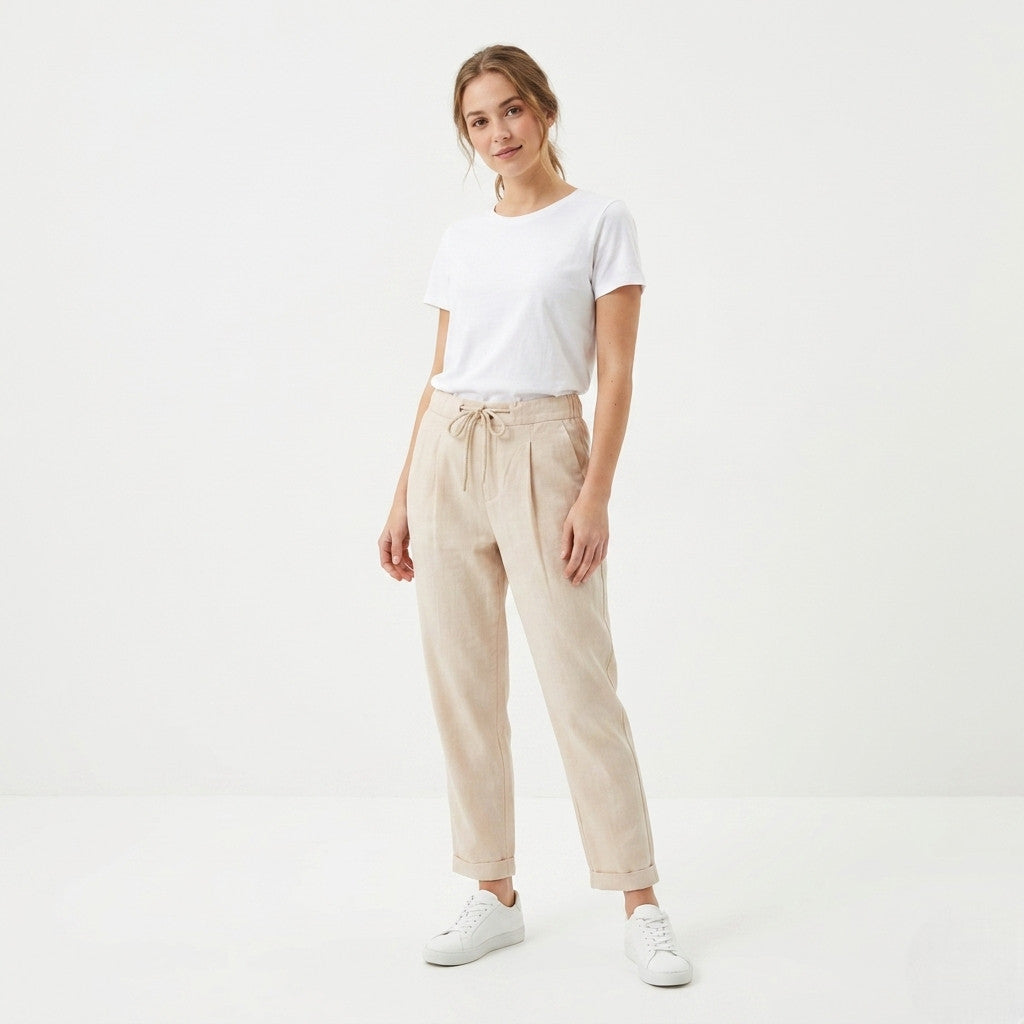 Griffai Pantalone Lino Uomo Beige - UGP4559