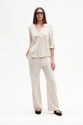 Griffai Pantapalazzo Donna Lino Viscosa DGP7880 Beige