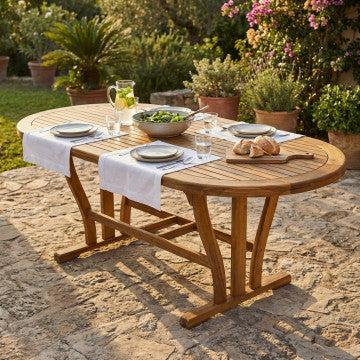 Tavolo ovale allungabile legno acacia massiccio 150/200x90 cm