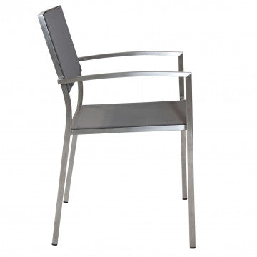 Poltrona Florida - Sedia da giardino in acciaio inox e textilene grigio