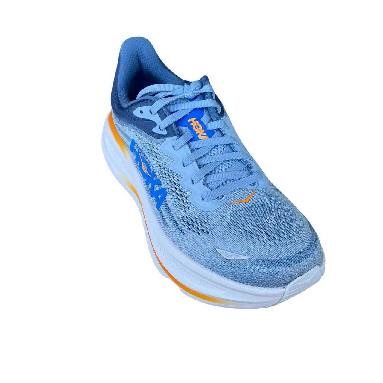 HOKA Bondi 9 1162011-DNP Celeste Grigio Arancio Scarpe Running Uomo