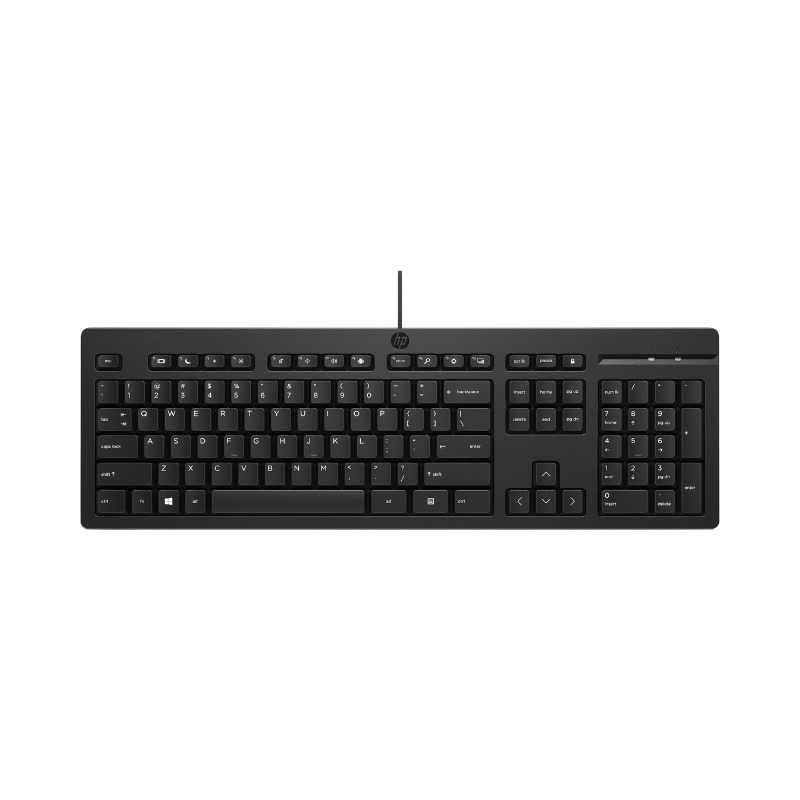 HP Tastiera 125 Wired, Full-size (100%), Cablato, USB, Interruttore a chiave a membrana, Nero [266C9ET#ABZ]