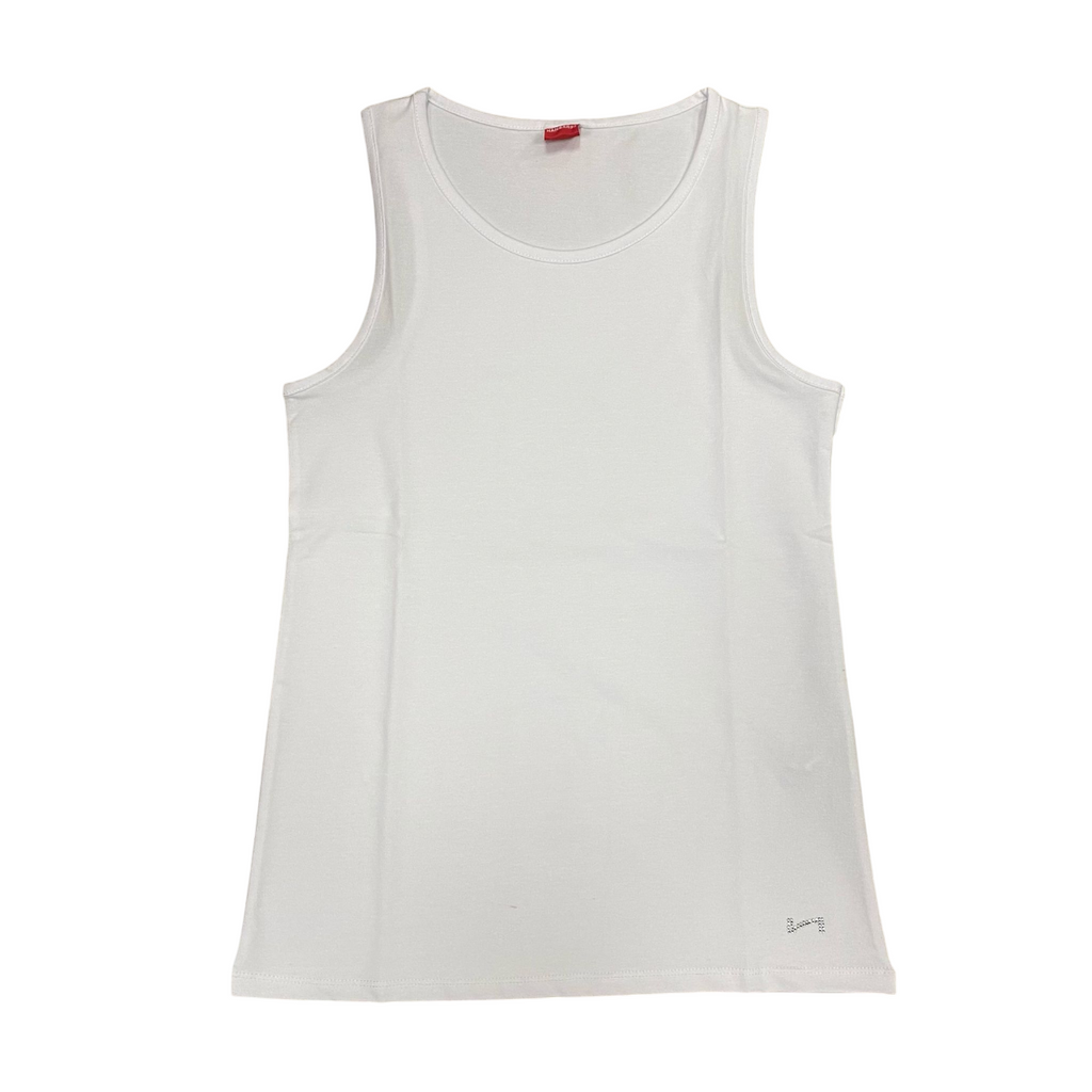 Hangar93 canotta da donna con logo strass Z633D BCO02 bianco