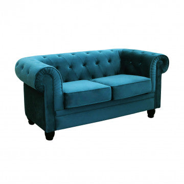 Divano Chesterfield in velluto blu o taupe con lavorazione capitonné