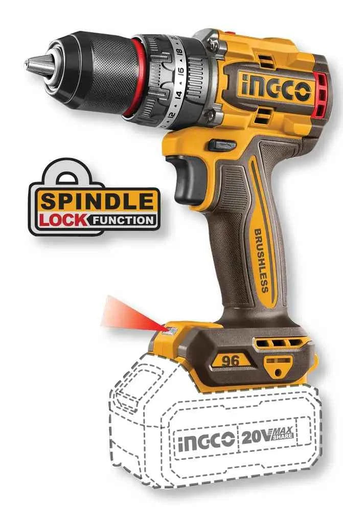 Trapano a Percussione Ingco 20V Brushless 96Nm - Solo Corpo