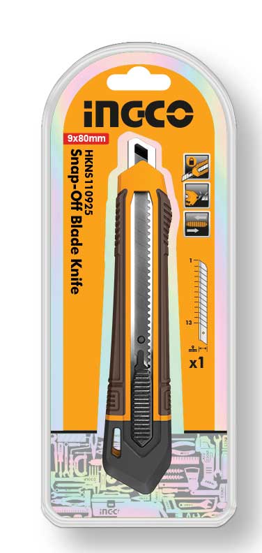 Cutter INGCO con lama 9x80mm SK4 – Auto-Lock, scorrimento rapido