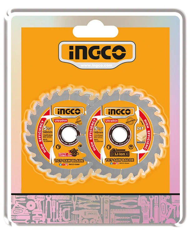 Set 2 dischi 140mm, 24T, per sega circolare CSLI1402, taglio legno