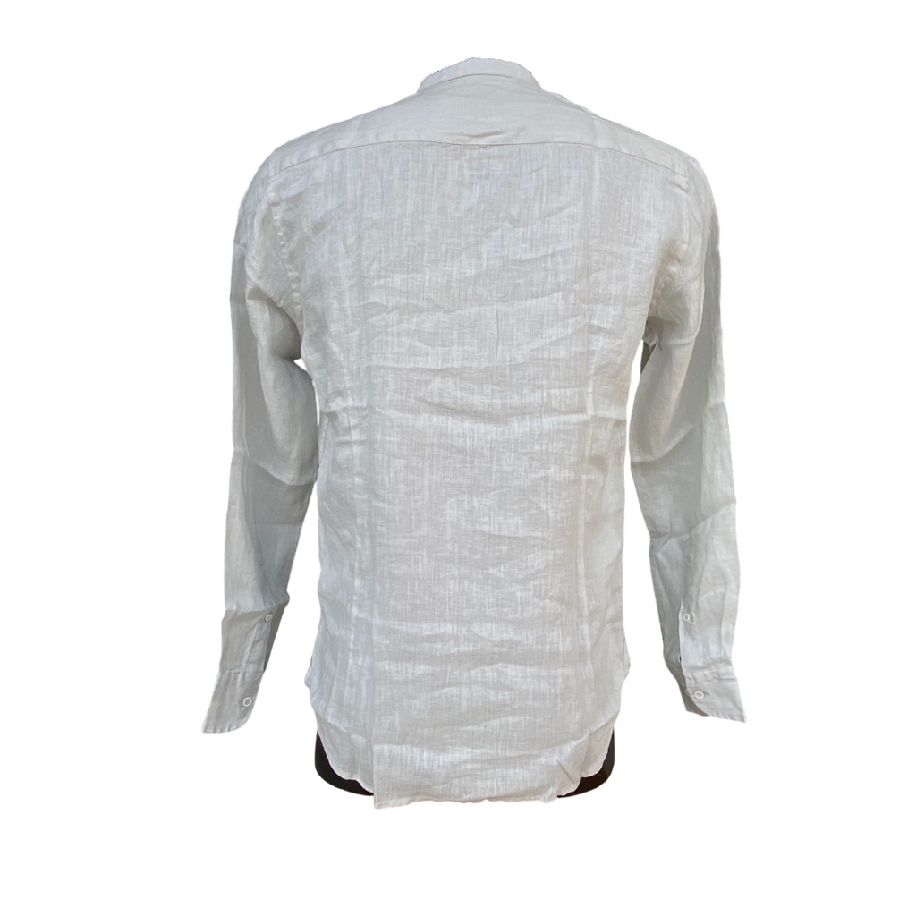 Trez camicia da uomo maniche lunghe e collo coreano in lino Cenzo-1211 M49018 380 mastice