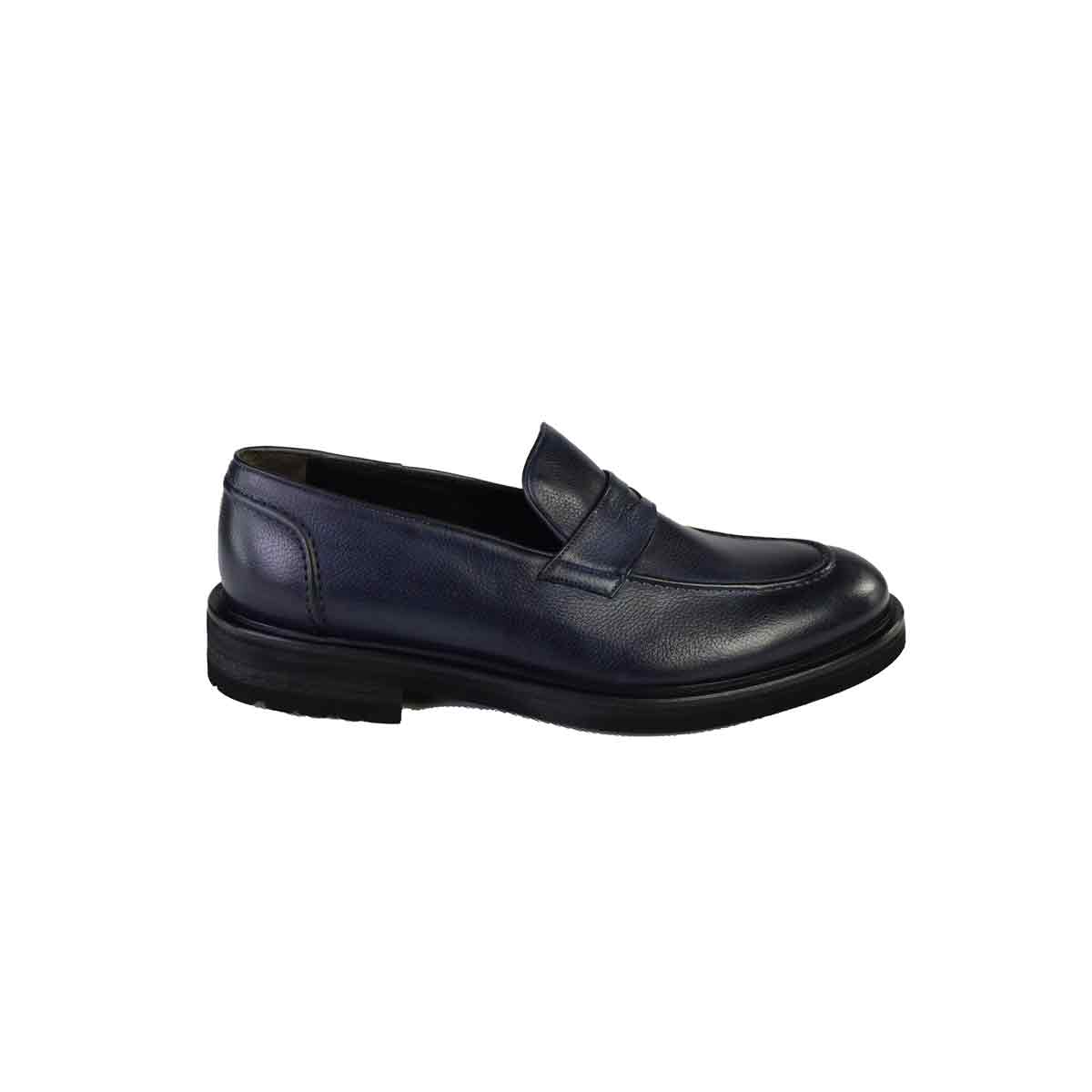 MOCASSINO BENDINA GRAINED BLU