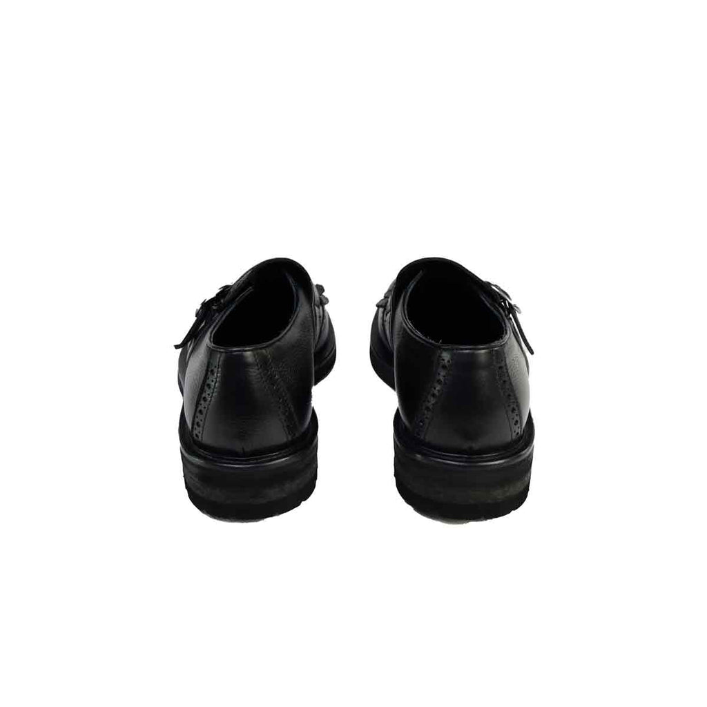 SCARPA CON FIBBIA E FRANGIA GRAINED NERO