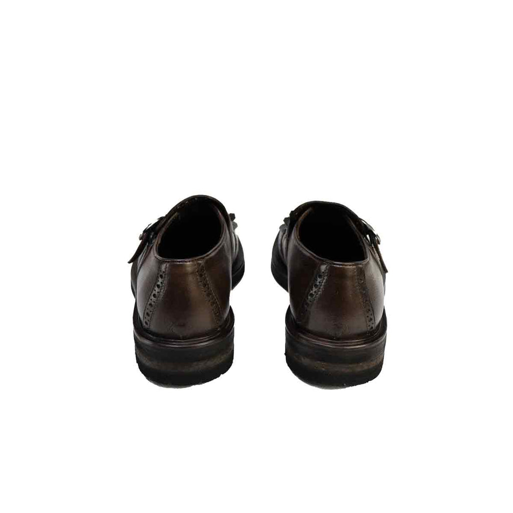 SCARPA CON FIBBIA E FRANGIA GRAINED MARRONE