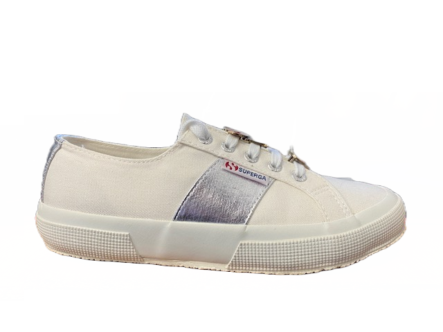 Superga scarpa sneakers in tela da donna 2750  S00CFY0 C39 bianco-argento