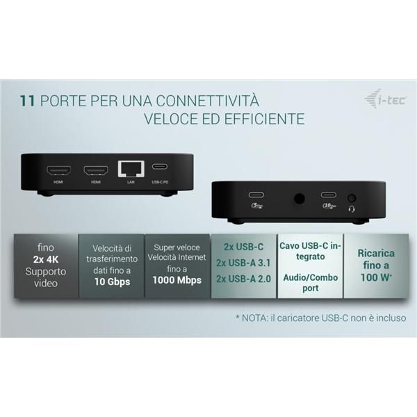 Docking station USB-C Dual HDMI (2XHDMI) con PD 100 W [C31DUALHDMIDOCKPD]