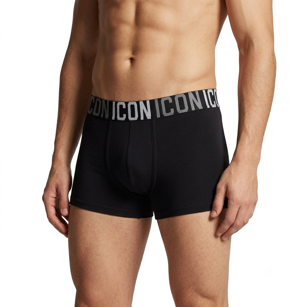 Icon Boxer Logato Uomo Cotone Elasticizzato Nero Confezione 3 Pezzi - IMU13