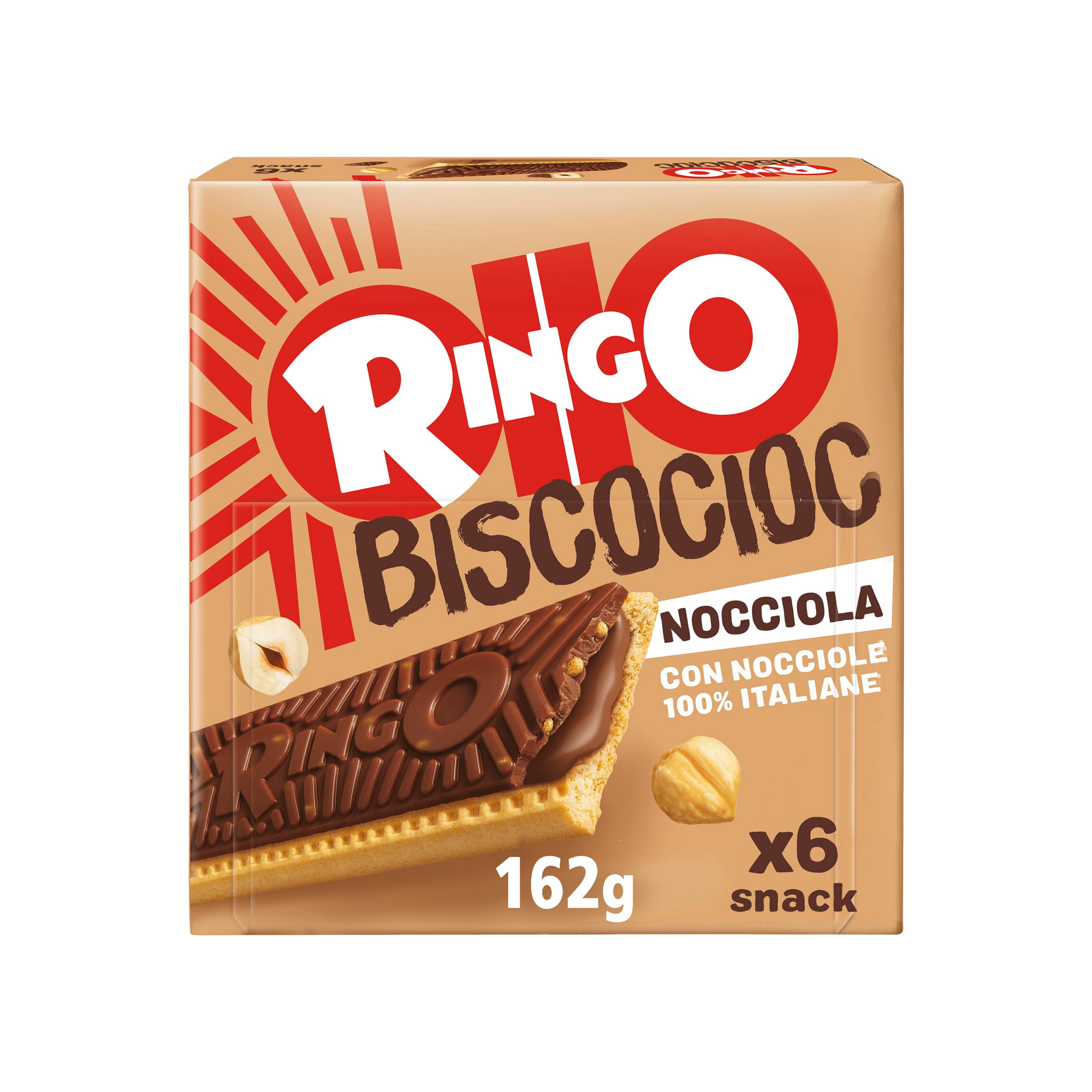 Ringo BiscoCiocc alla nocciola da 27 gr - Confezione da 6 pezzi
