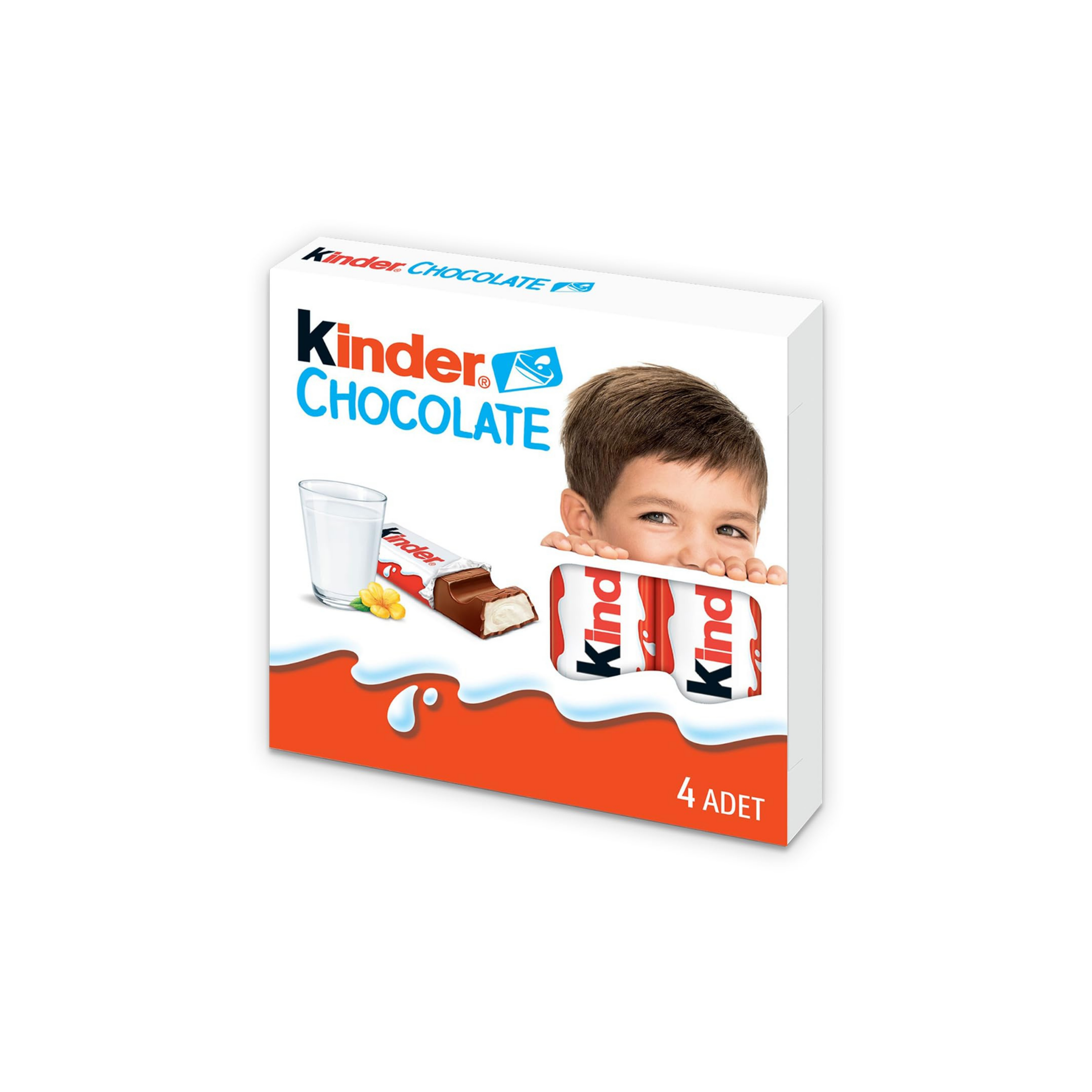 Kinder cioccolato, 4 barrette al latte da 50g - Confezione da 20 pezzi
