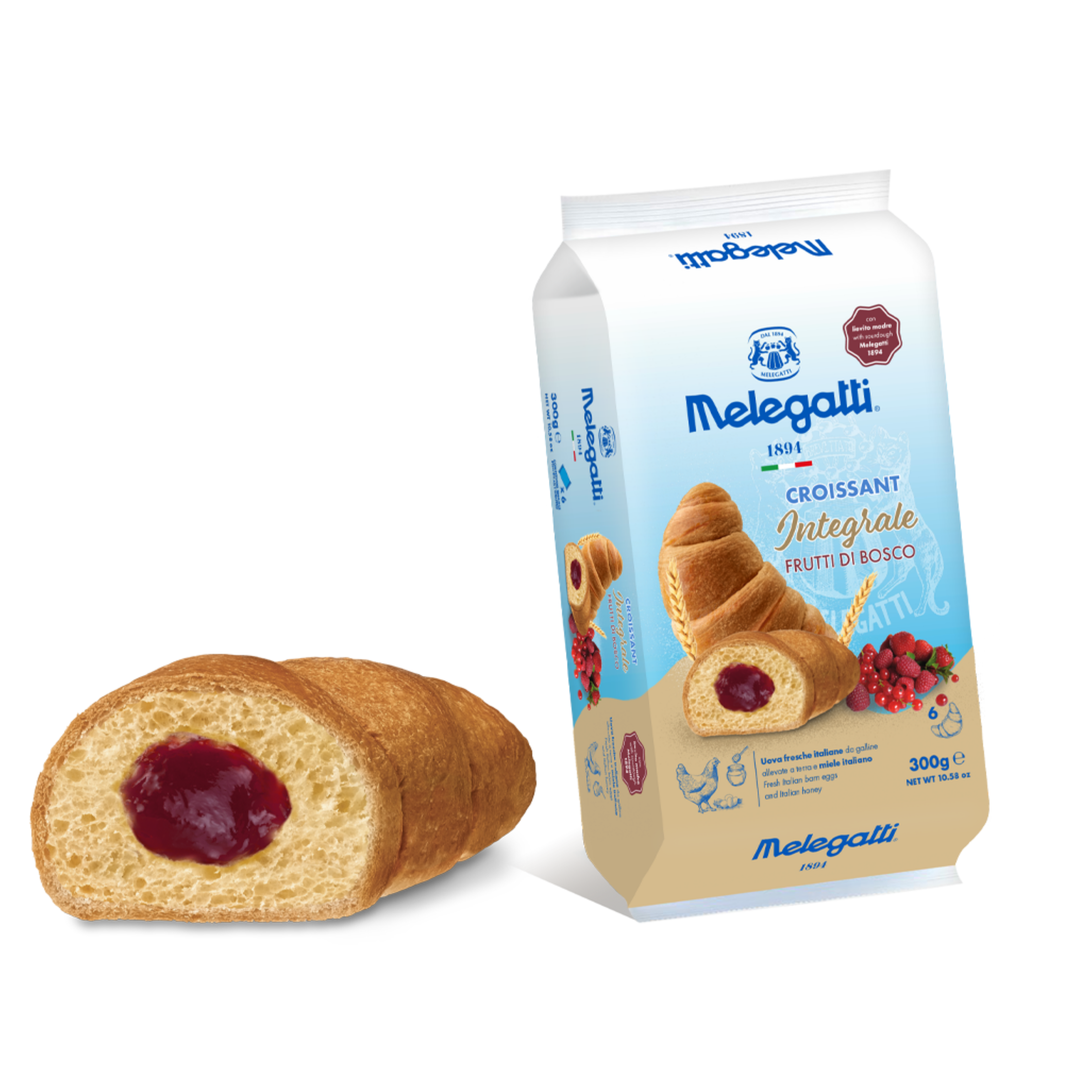 Melegatti Croissant Integrale ai frutti di bosco da 50g - Confezione da 6 pezzi
