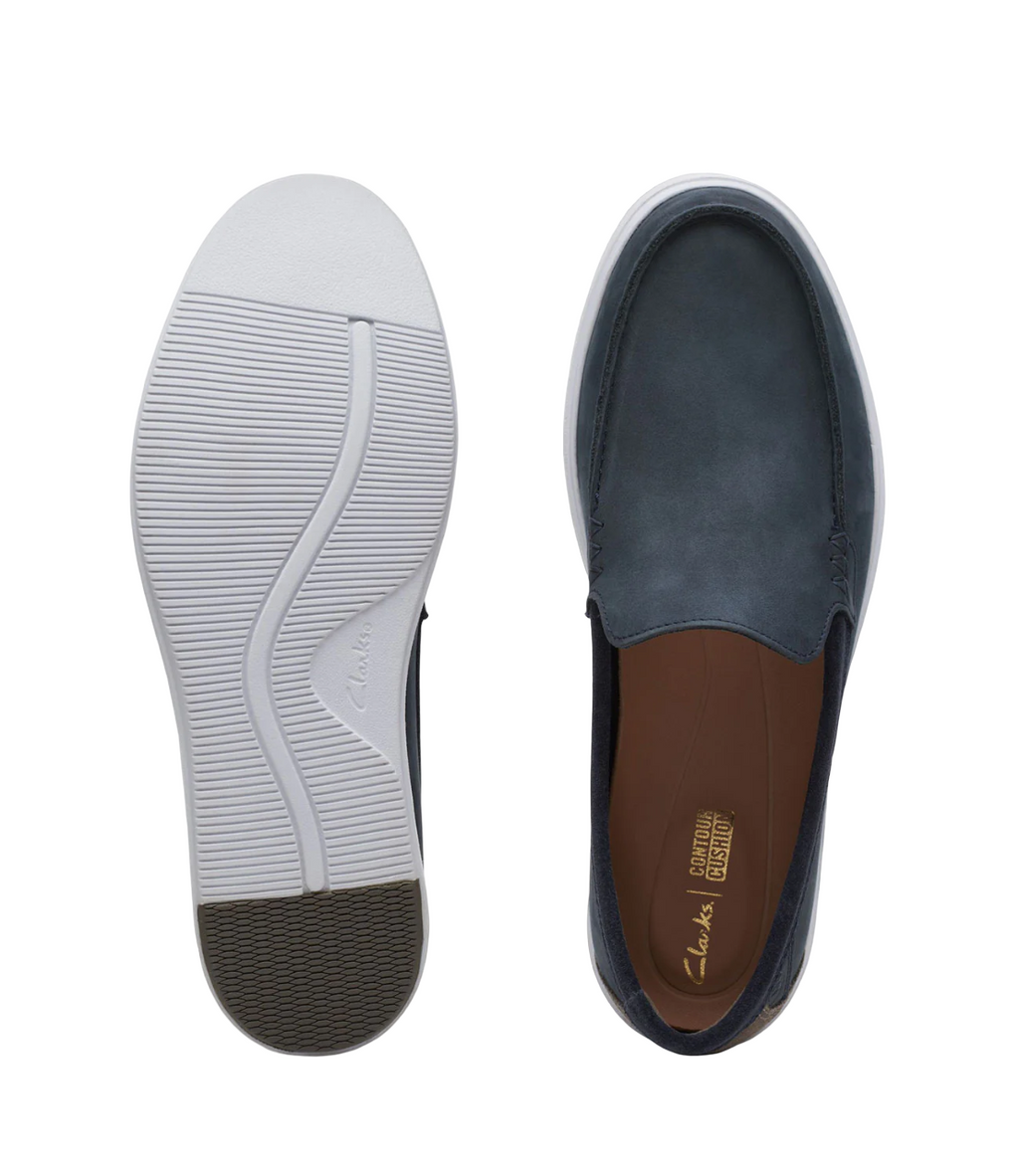 Clarks scarpa casual da uomo Bratton Loafer 172448 navy nubuck