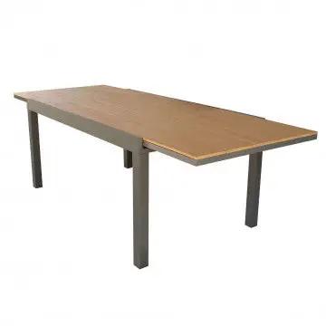 Tavolo Allungabile Cayman 160/240 X 95 in Alluminio Bianco/Taupe con Piano Polywood Teak