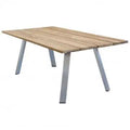 Tavolo Nevis 200 x 100 con Struttura in Alluminio Spazzolato e Piano in Teak Riciclato