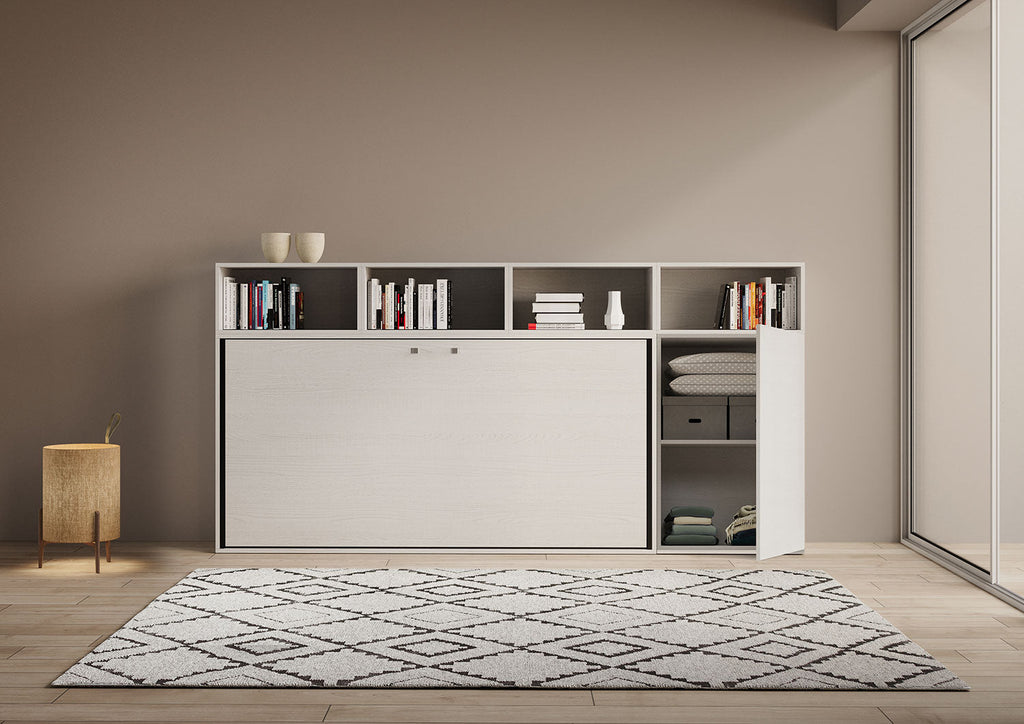 Letto a scomparsa singolo orizzontale Kando con materasso e composizioni disponibili