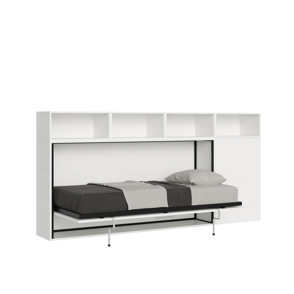 Letto a scomparsa singolo orizzontale Kando con materasso e composizioni disponibili