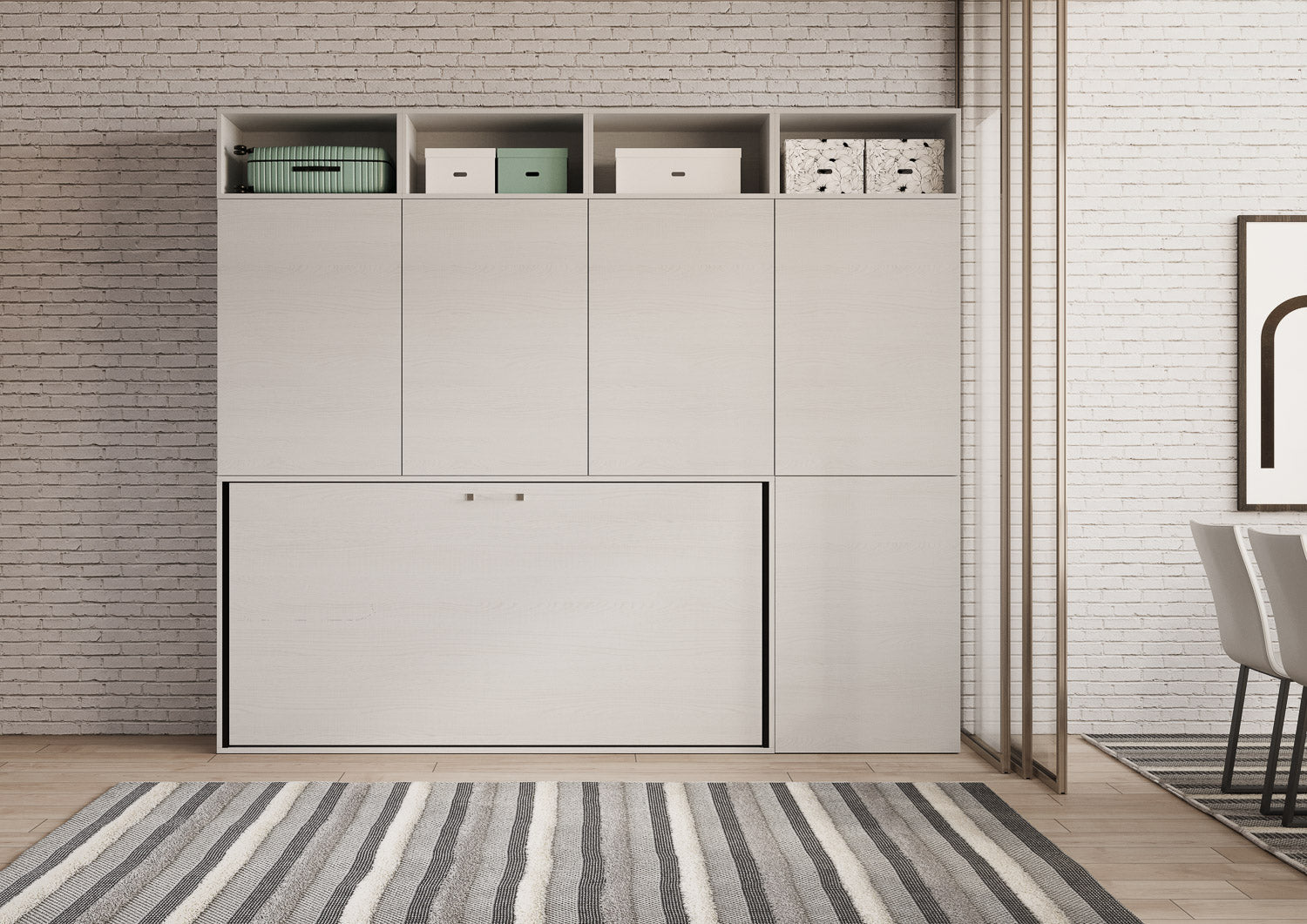 Letto a scomparsa singolo orizzontale Kando con materasso e composizioni disponibili