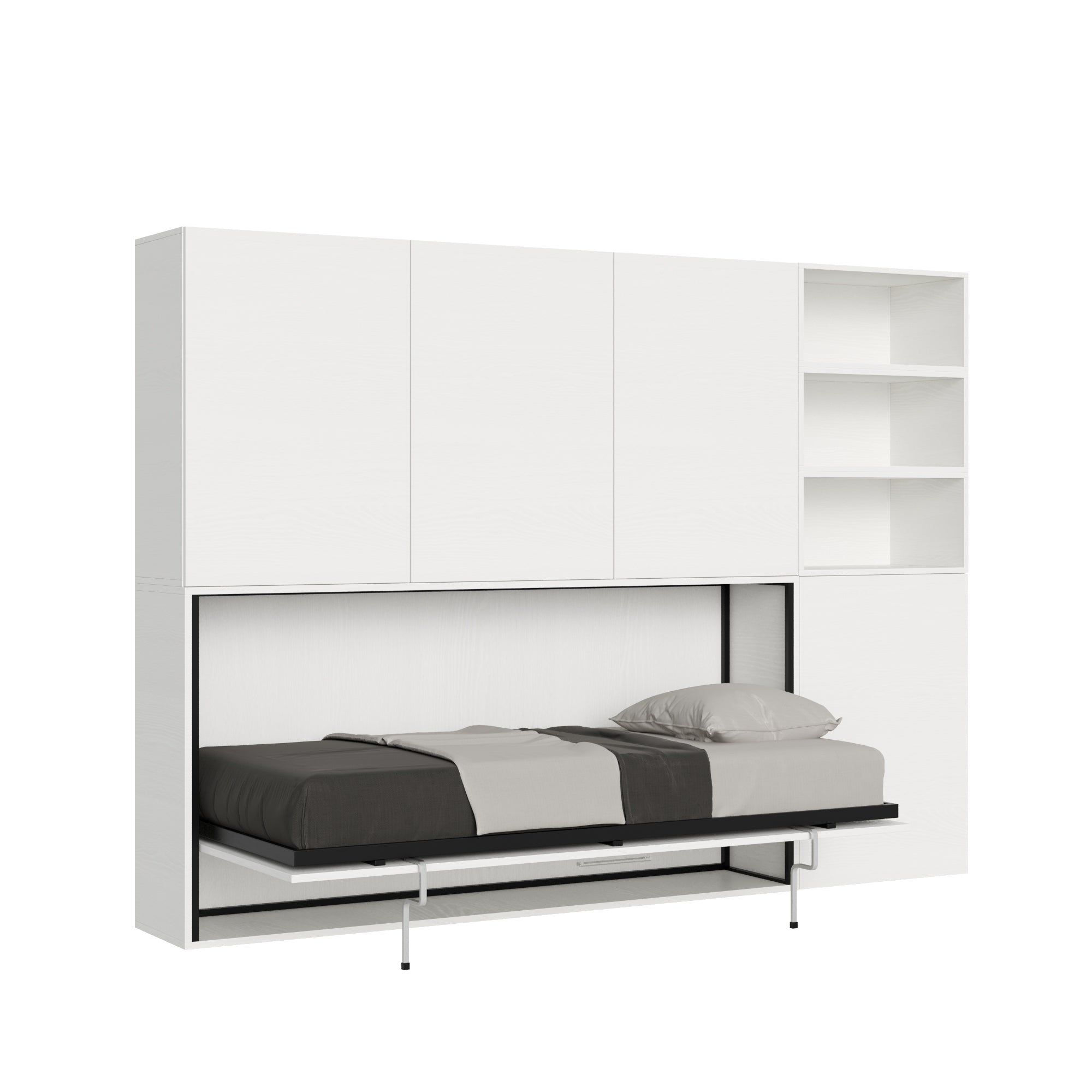 Letto a scomparsa singolo orizzontale Kando con materasso e composizioni disponibili