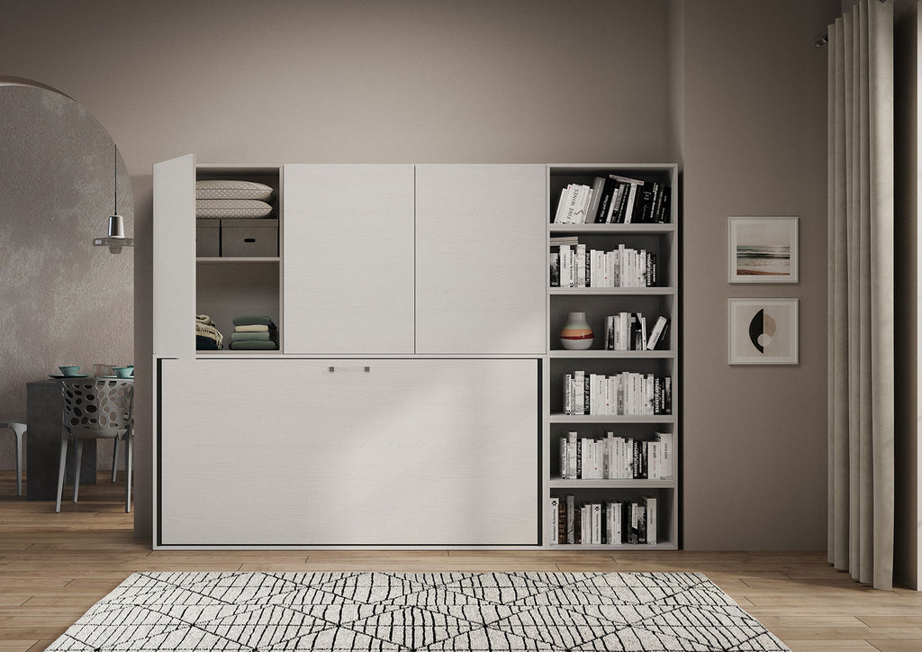 Letto a scomparsa singolo orizzontale Kando con materasso e composizioni disponibili