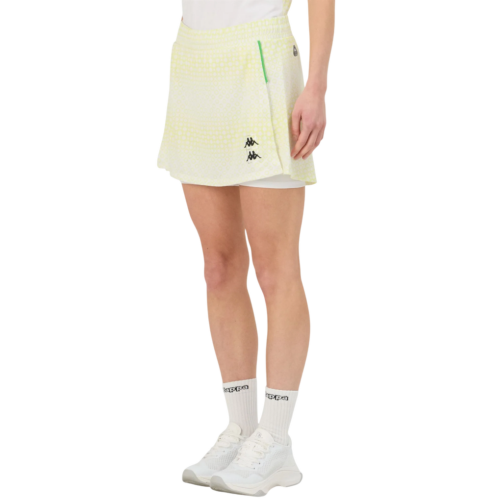 Kappa gonna con pantaloncino sportivo da donna Kombat Padel Fava 2 321W2KW A11 bianco-giallo