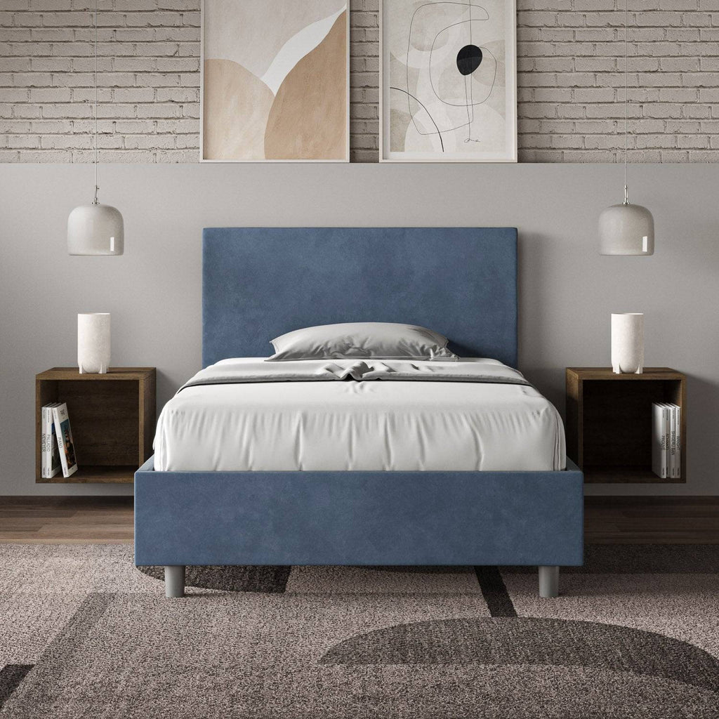 Letto singolo contenitore imbottito 100x190 microfibra Adele