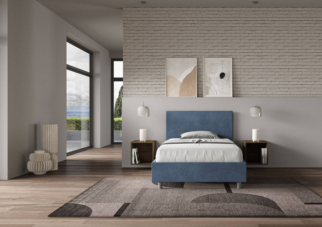 Letto singolo contenitore imbottito 100x210 microfibra Adele