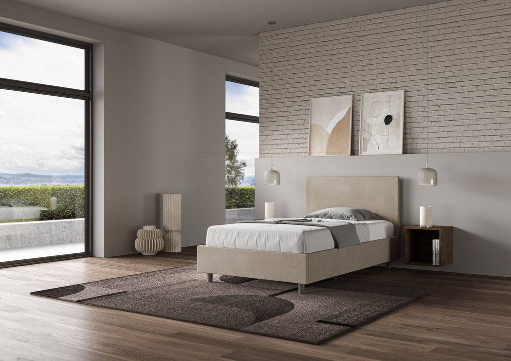 Letto singolo contenitore imbottito 100x190 microfibra Adele