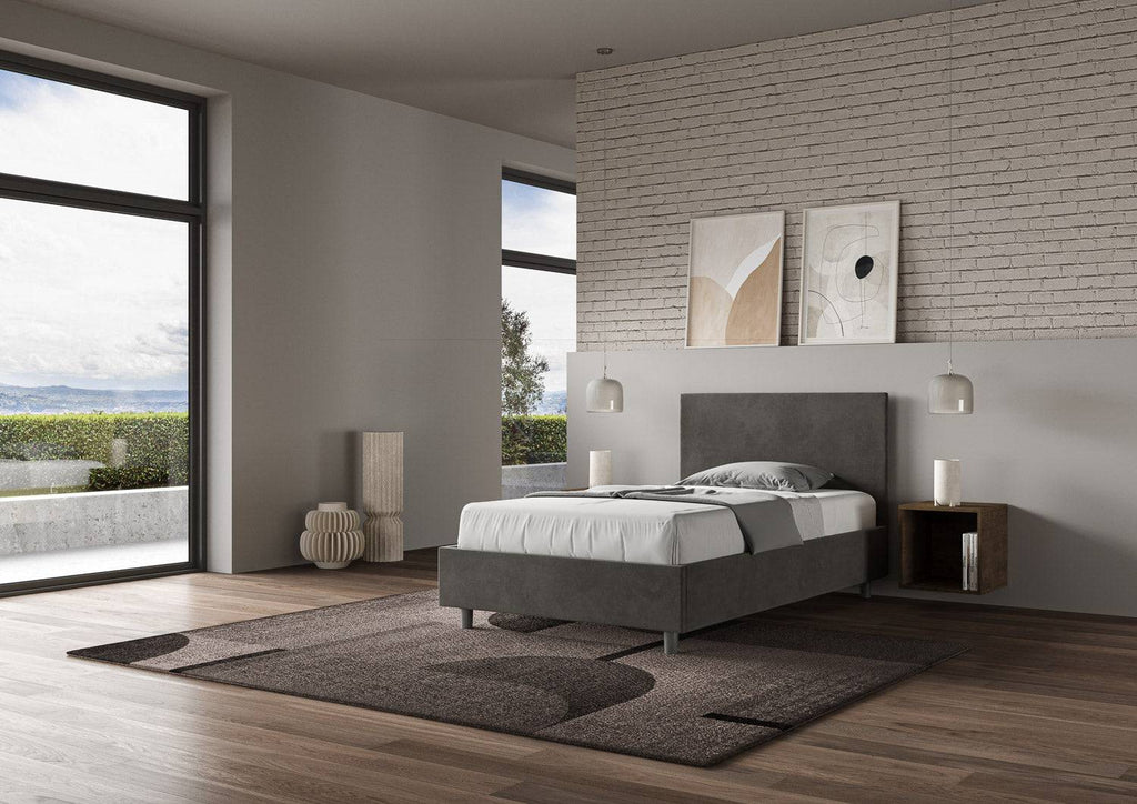 Letto singolo contenitore imbottito 100x190 microfibra Adele