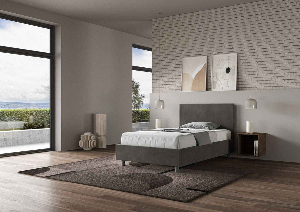Letto singolo contenitore imbottito 100x210 microfibra Adele
