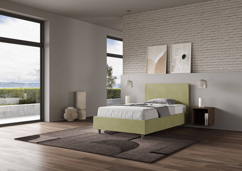 Letto singolo contenitore imbottito 100x210 microfibra Adele
