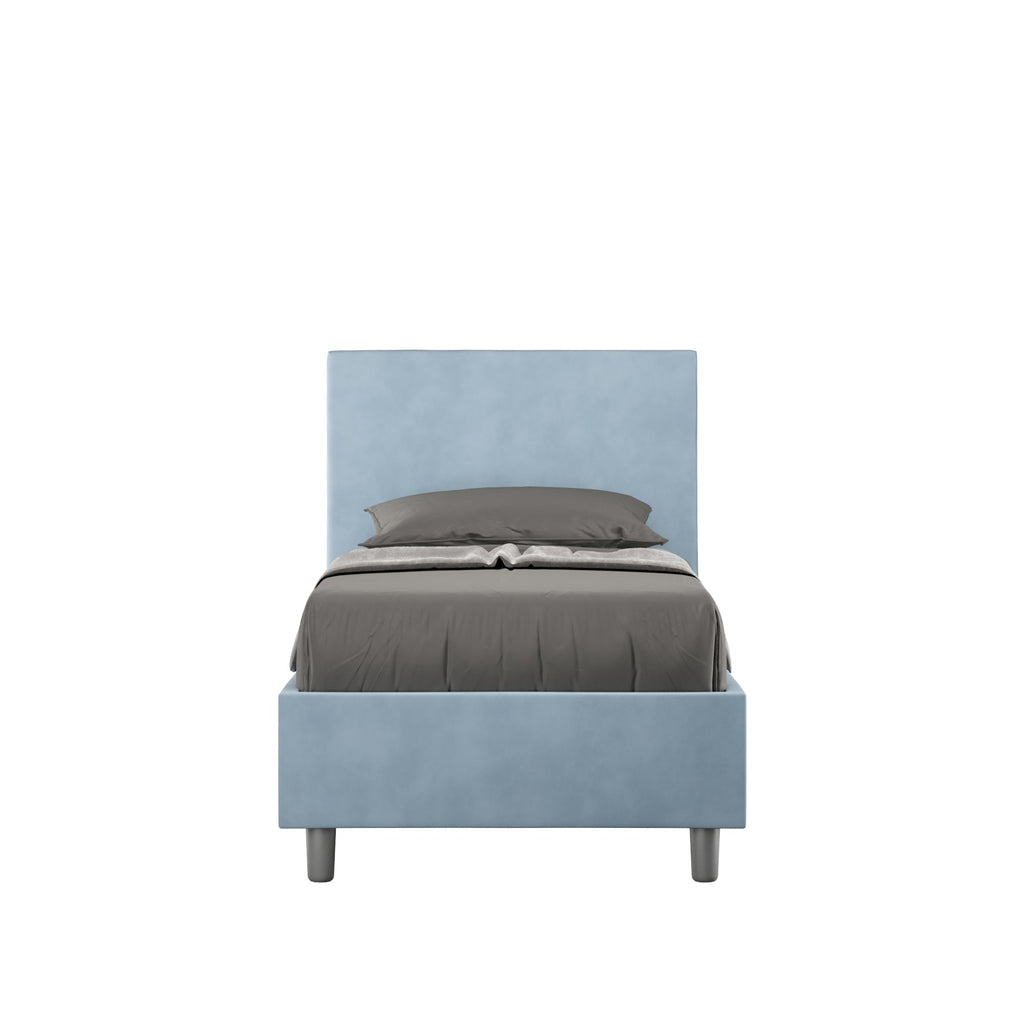 Letto singolo contenitore imbottito 90x200 microfibra Adele