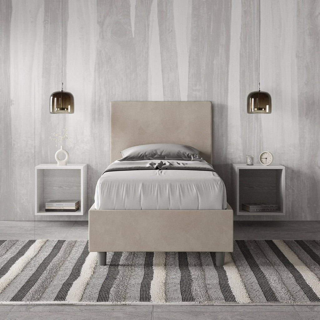 Letto singolo contenitore imbottito 90x200 microfibra Adele