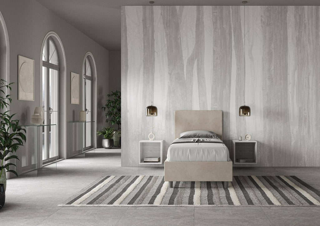 Letto singolo contenitore imbottito microfibra Adele