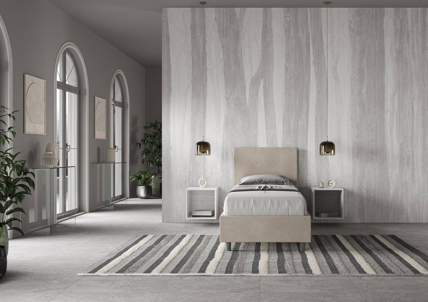 Letto singolo contenitore imbottito microfibra Adele