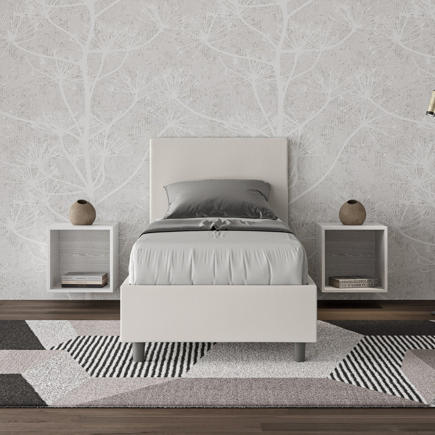 Letto singolo imbottito 80x210 similpelle Adele senza rete e contenitore