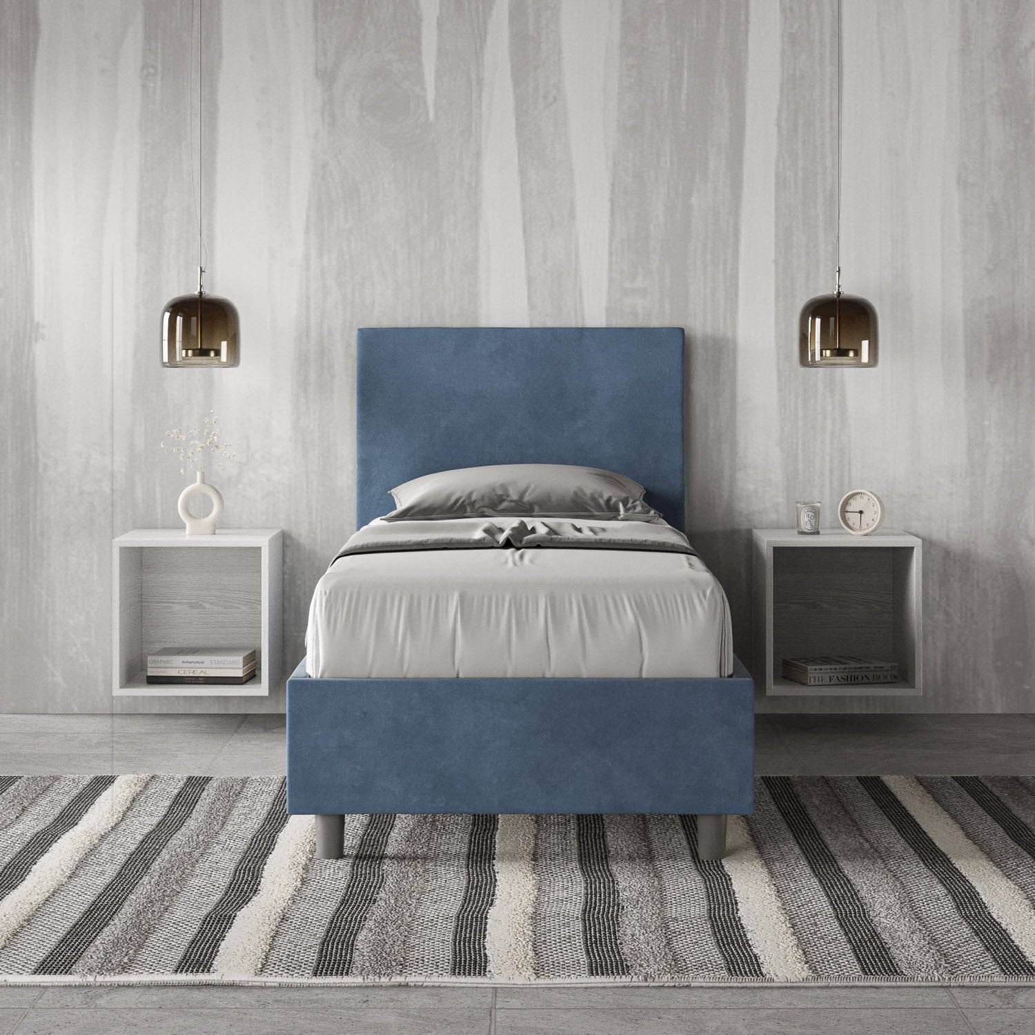 Letto singolo contenitore imbottito microfibra Adele